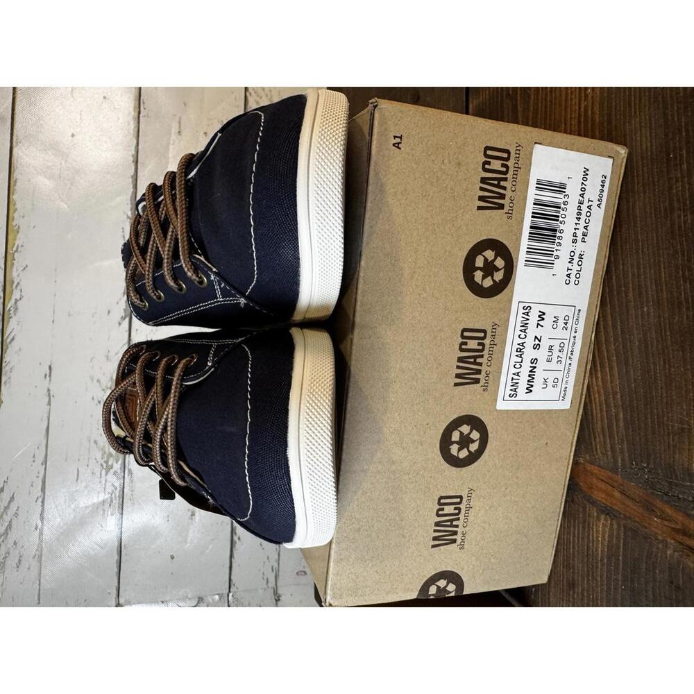 Spenco Waco Shoe Company Navy Blue Spenco Santa Clara Canvas Women's 7 Wide NIB - Picture 4 of 4
